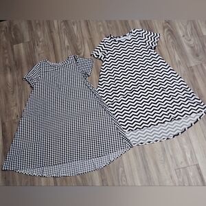 LuLaRoe Black & White Carly Swing Dresses Houndstooth & Chevron Women's Medium